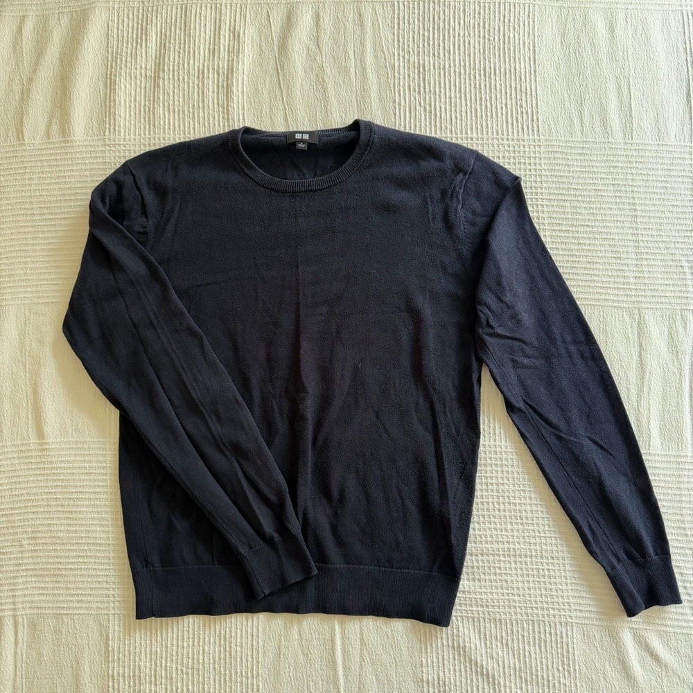 uniqlo navy screw neck sweater